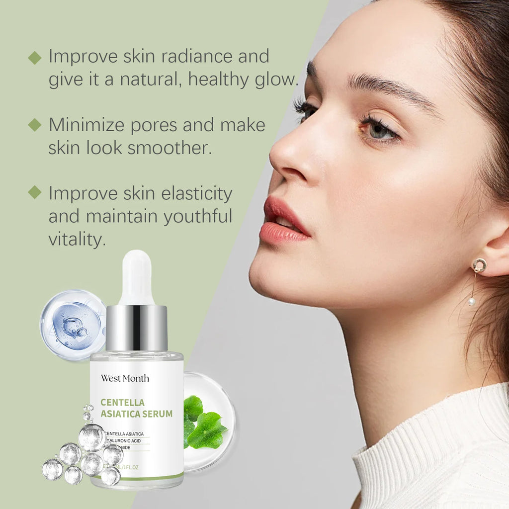 Centella Asiatica Serum Brightening Hydrating Facial Essence Soothing Moisturizing Anti-Redness Beauty Skincare Smooth Texture Qme