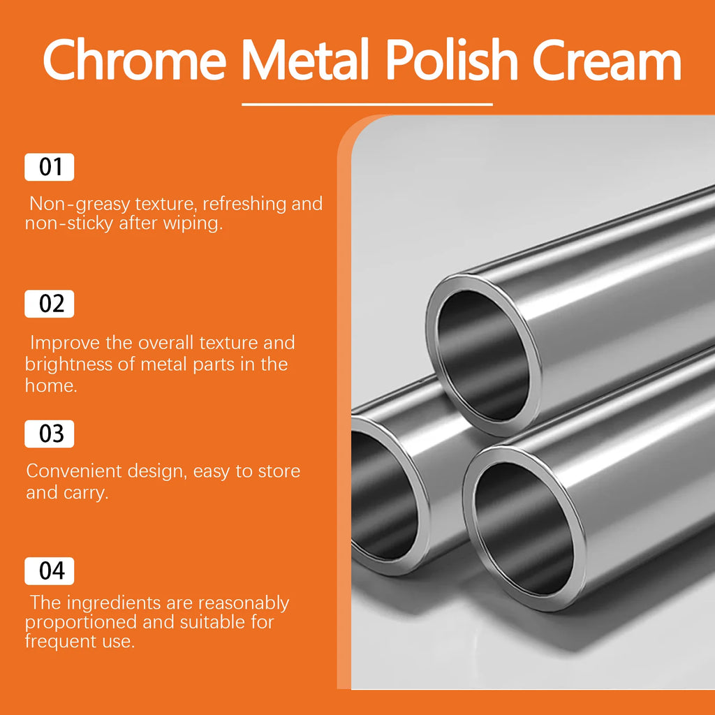 JUE FISH Chrome Metal Polish Set Cream Quick Polishing to Restore Gloss Prevent Oxidation and Form Protection. Qme