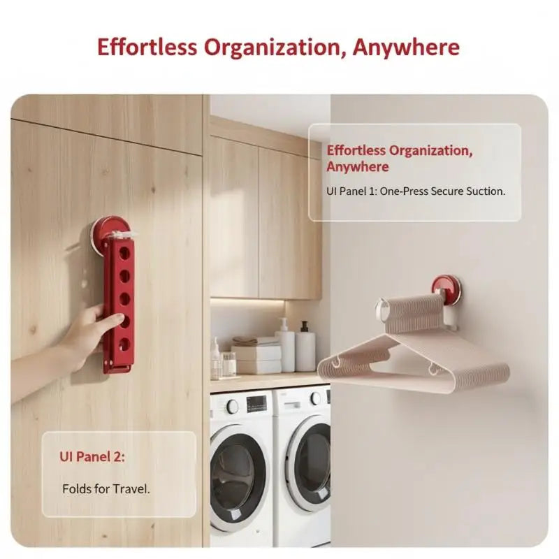 Portable 5-Hole Laundry Rack Colorful Suction Cup Hangers Travel Qme
