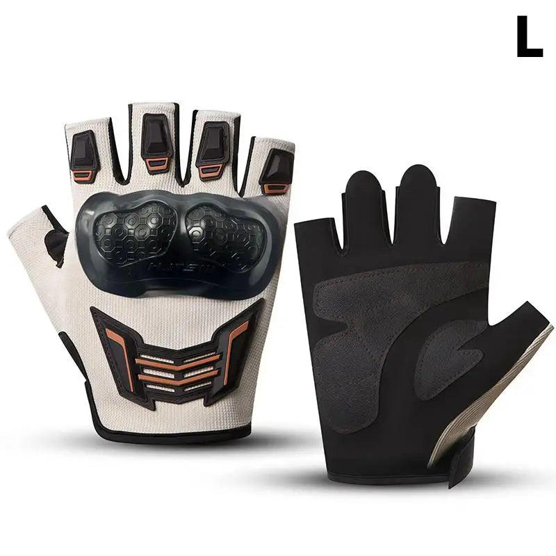 Outdoor Sports Protective Half Finger Gloves Men Women Universal Open Qme brown L