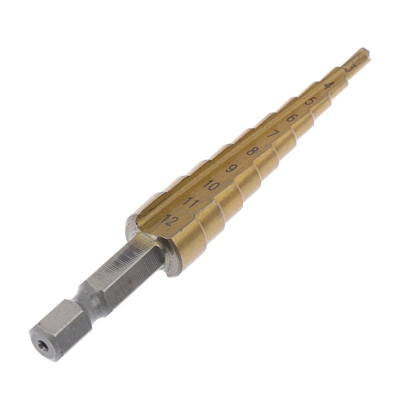3-12mm Coated Stepped Drill Bits Hex Handle Drill Bit Metal Drilling Power Tool. Qme