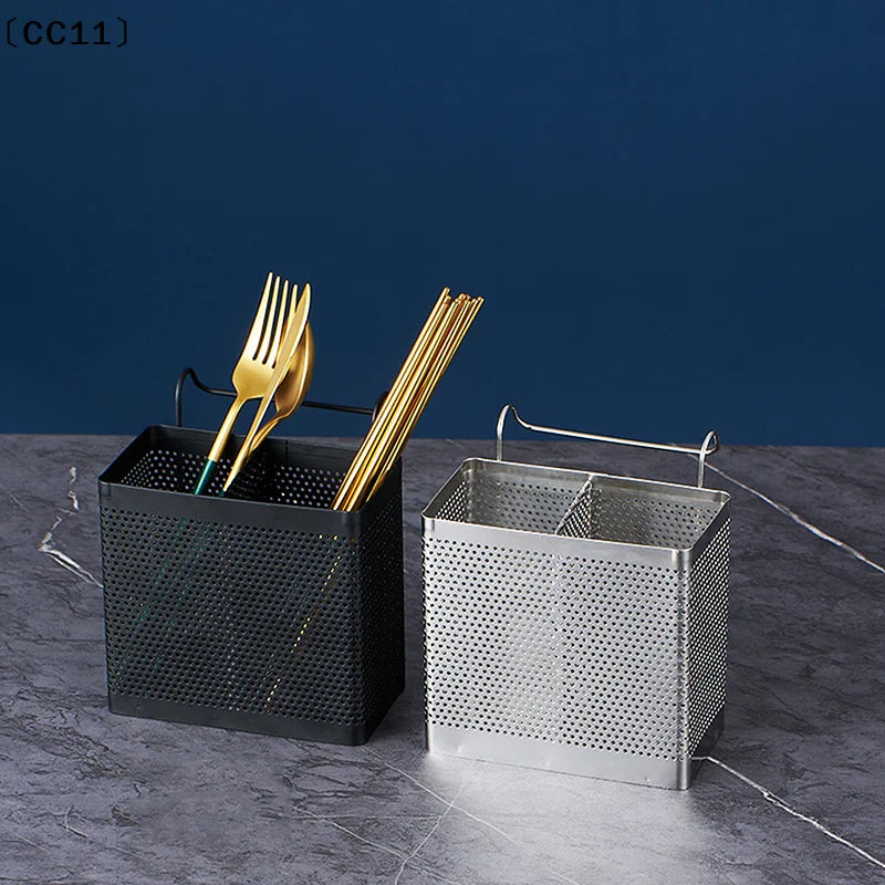 Stainless Steel Utensil Holder Dish Rack Chopstick Basket Silverware Qme