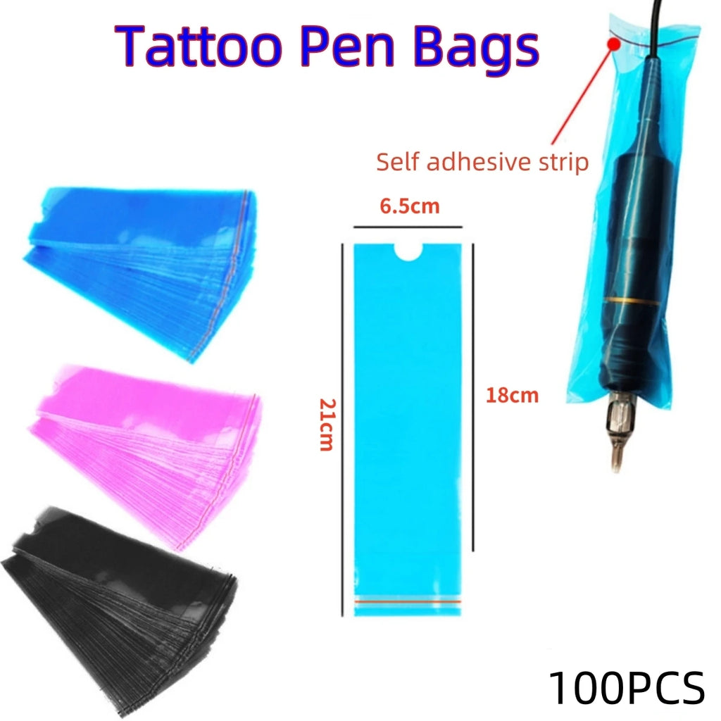 100Pcs Large Size Tattoo Pen Covers Disposable Tattoo Machine Sleeves Cover Supply Tattoo Machine Accessory Protection Bag Qme