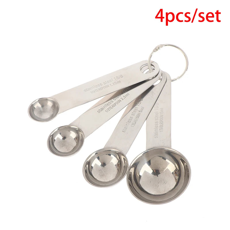 1 Stainless Steel Measuring Spoon Scale Ruler Egg Beater Kitchen Qme 4pcs