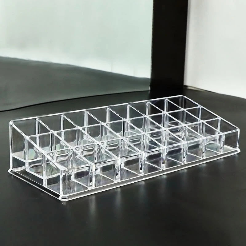 Makeup Holder Cosmetics Display Rack 24 Lattices Acrylic Lipstick Qme