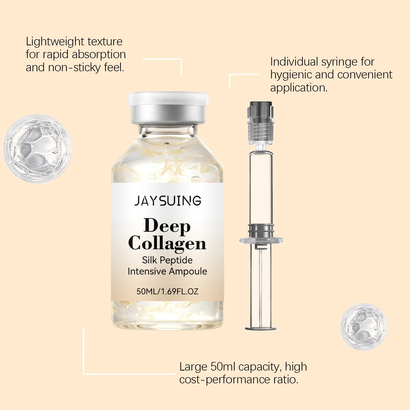 Collagen Silk Peptide Intensive Ampoule Lifting Tighten Skin Elasticity Booster Hydrating Anti-Wrinkle Firming Moisturizer Skin Qme