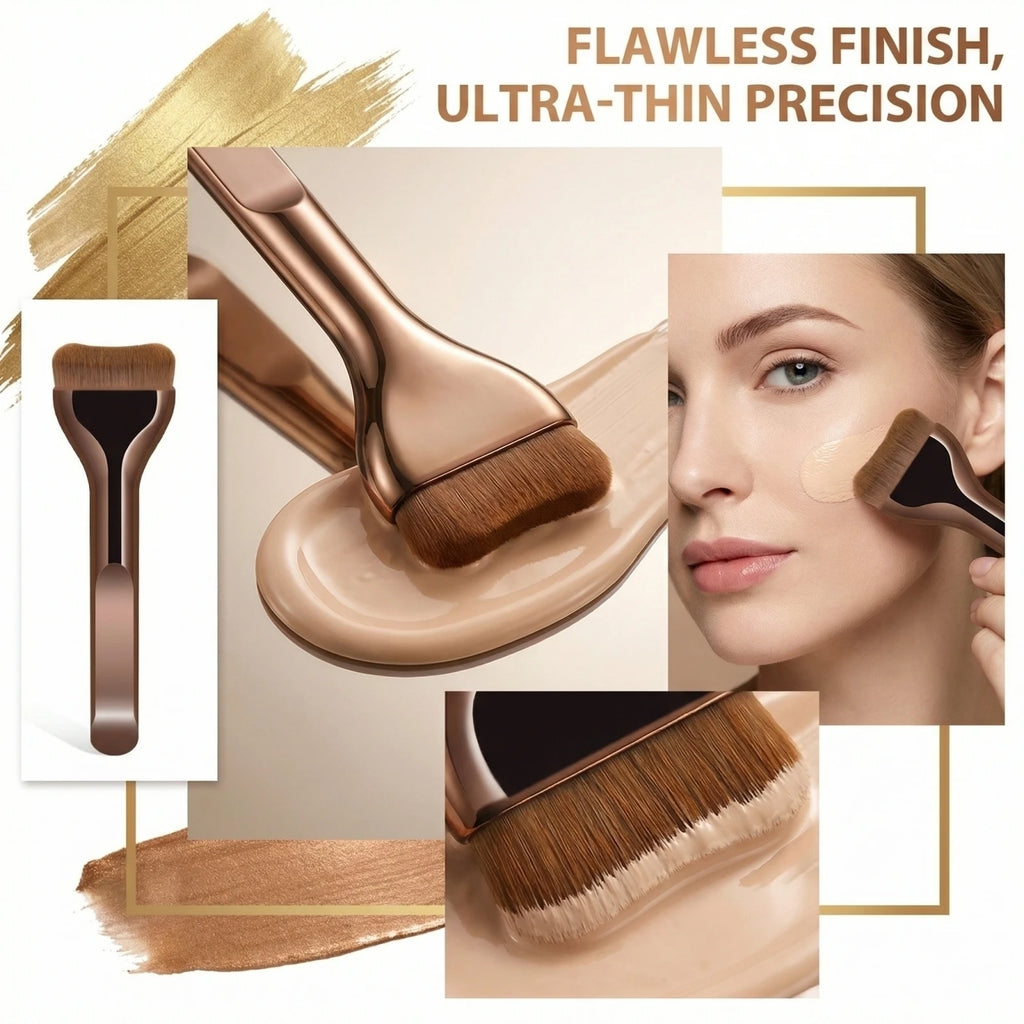 Single Ultra-thin Wide-edge Powder Foundation Brush Non-fading Powder Makeup Brush Flat Head and Soft Bristles Beauty Tool Qme Coffee