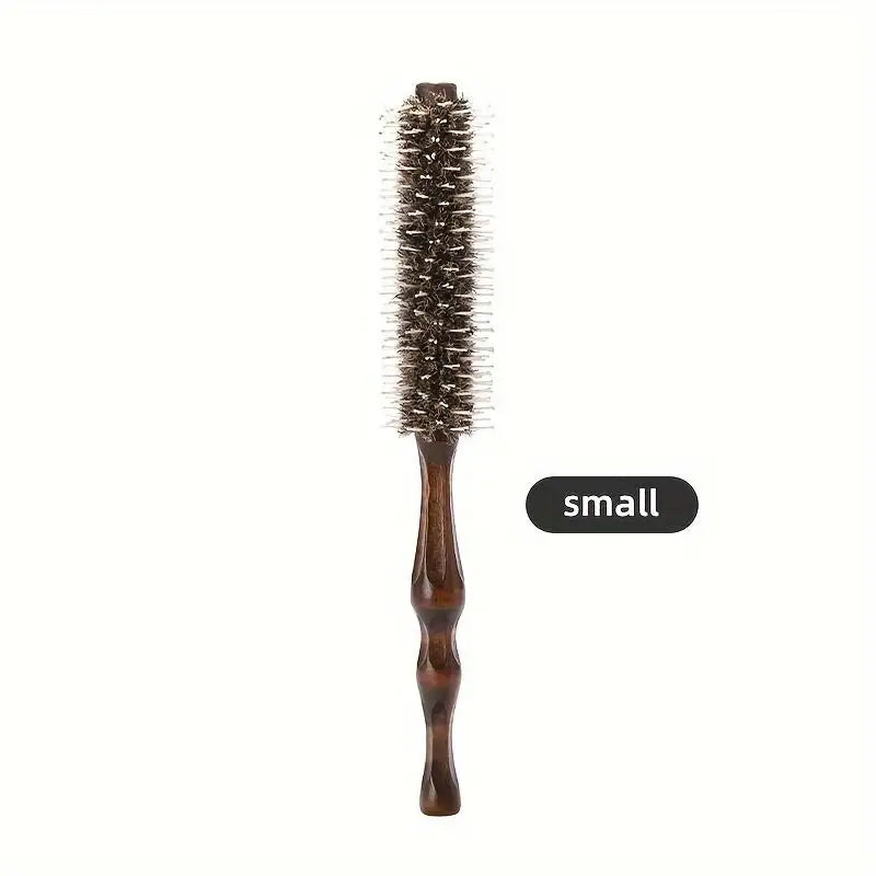 Wooden Handle Hair Curling Comb Ergonomic Design Durable Bristles Qme S