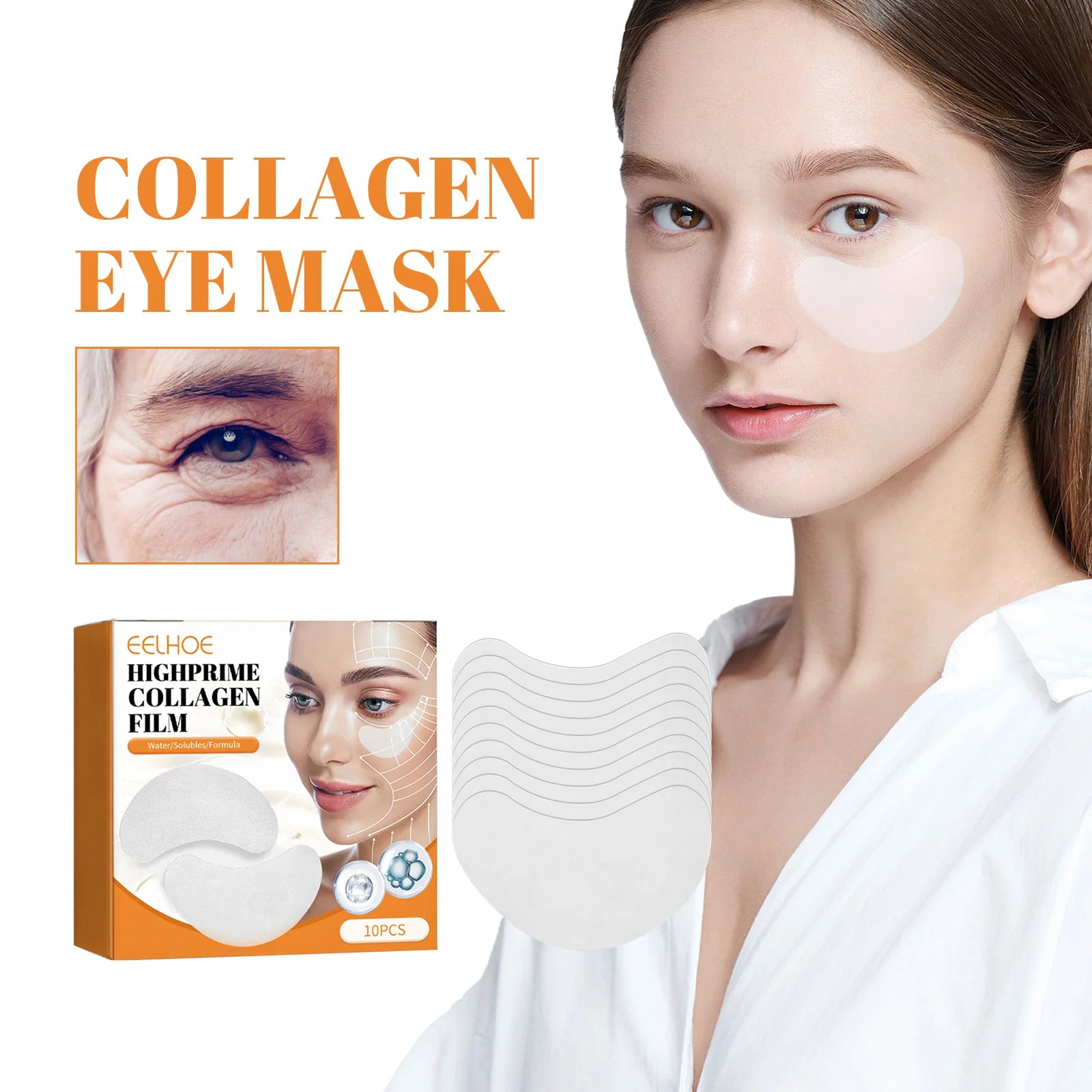10Pcs Collagen Eye Mask Remove Dark Circles Eyes Bags Anti Wrinkles Lifting Firming Skin Moisturizing Eyes Care Patches skincare Qme