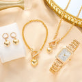 Trendy Square Women's Watch Gold Watch Women's Watch Steel Belt Women's Watch Set Qme Gold