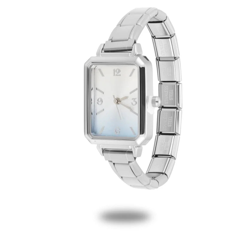 New High Quality Simple Square Watch Bracelet Fit 9mm DIY Italian Charm Stainless Steel Gradient Color Watch Bangle Jewelry Gift Qme Style 28