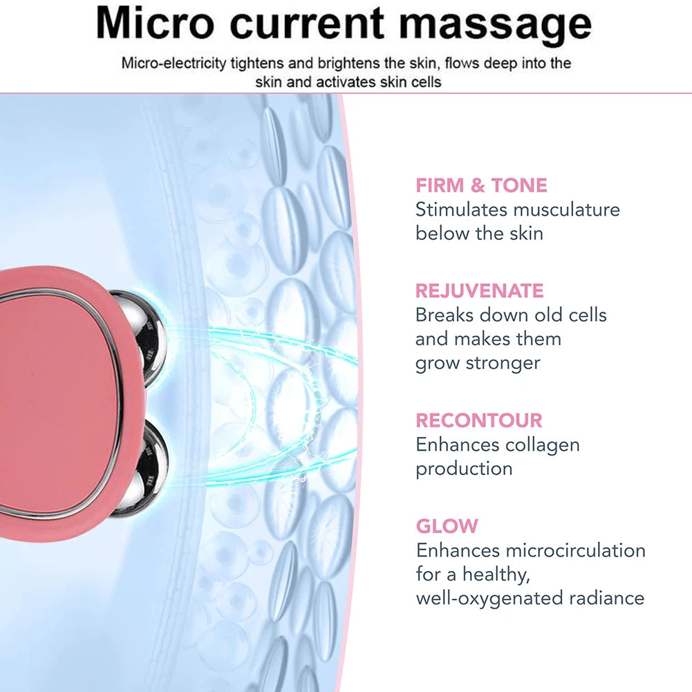 Mini Microcurrent Facial Device+facial Serum EMS Face Lift Massager Qme
