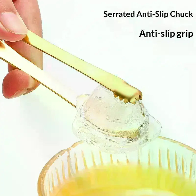 3pcs Stainless Steel Ice Clamp Thick Anti Slip Ice Clip Fruit Coffee Cube Sugar Clip Toothed Food Clip Kitchen Accessories Qme