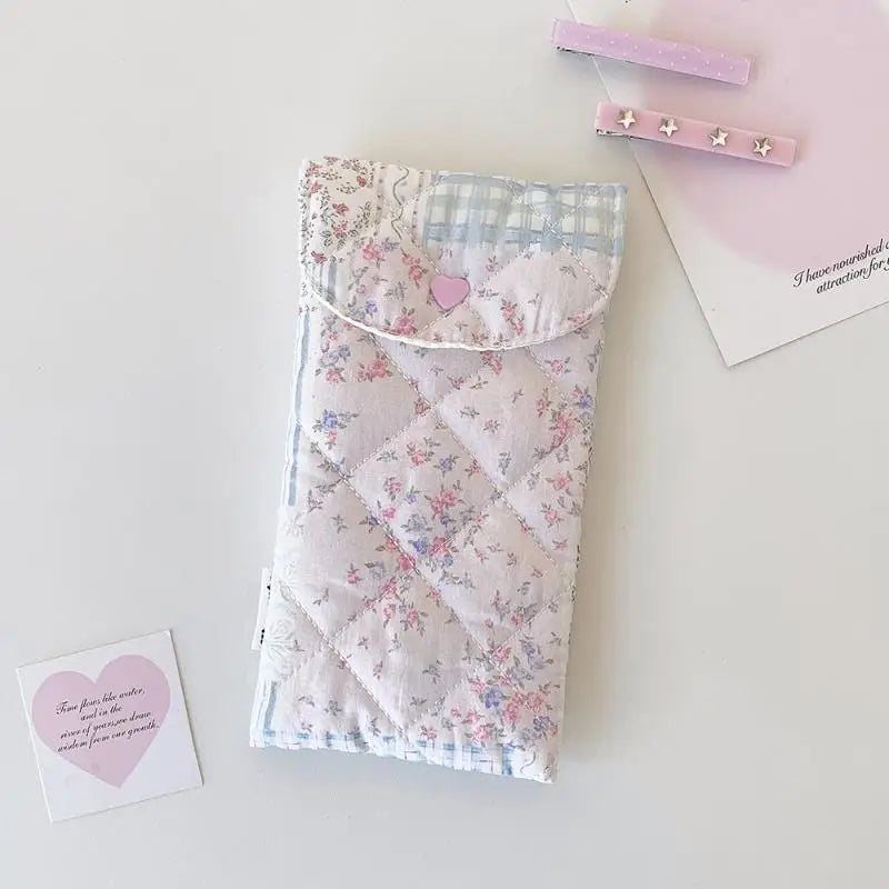 Fashion Floral Bow Snap Pen Bag Lightweight Stationery Organizer Qme A3