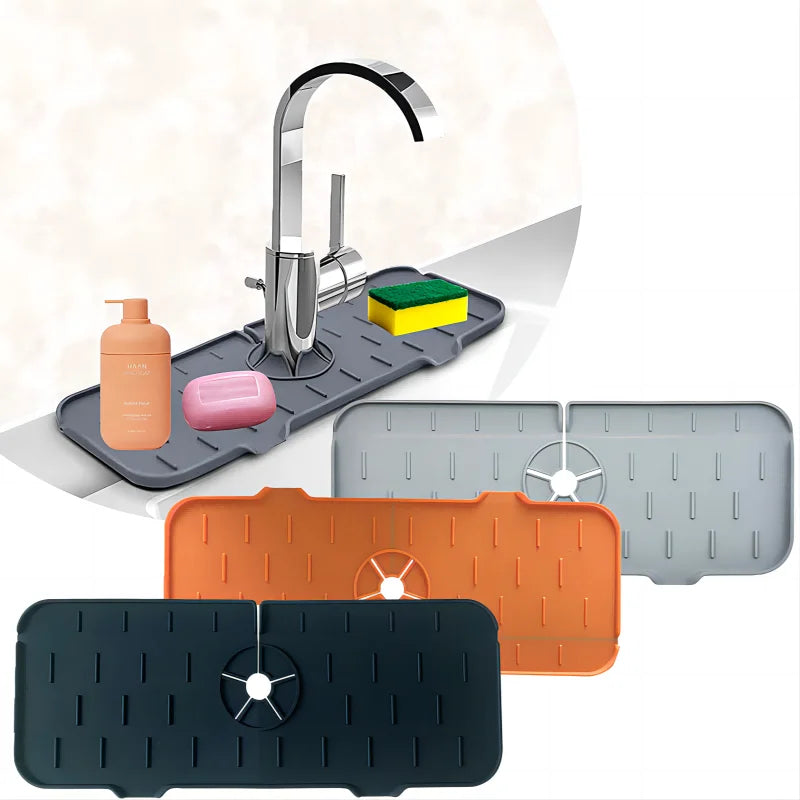 Kitchen Gadgets Silicone Faucet Absorbent Pad Shelf Sink Splash Catcher Countertop Protective Mat Bathroom Drain Mat Acceesories Qme