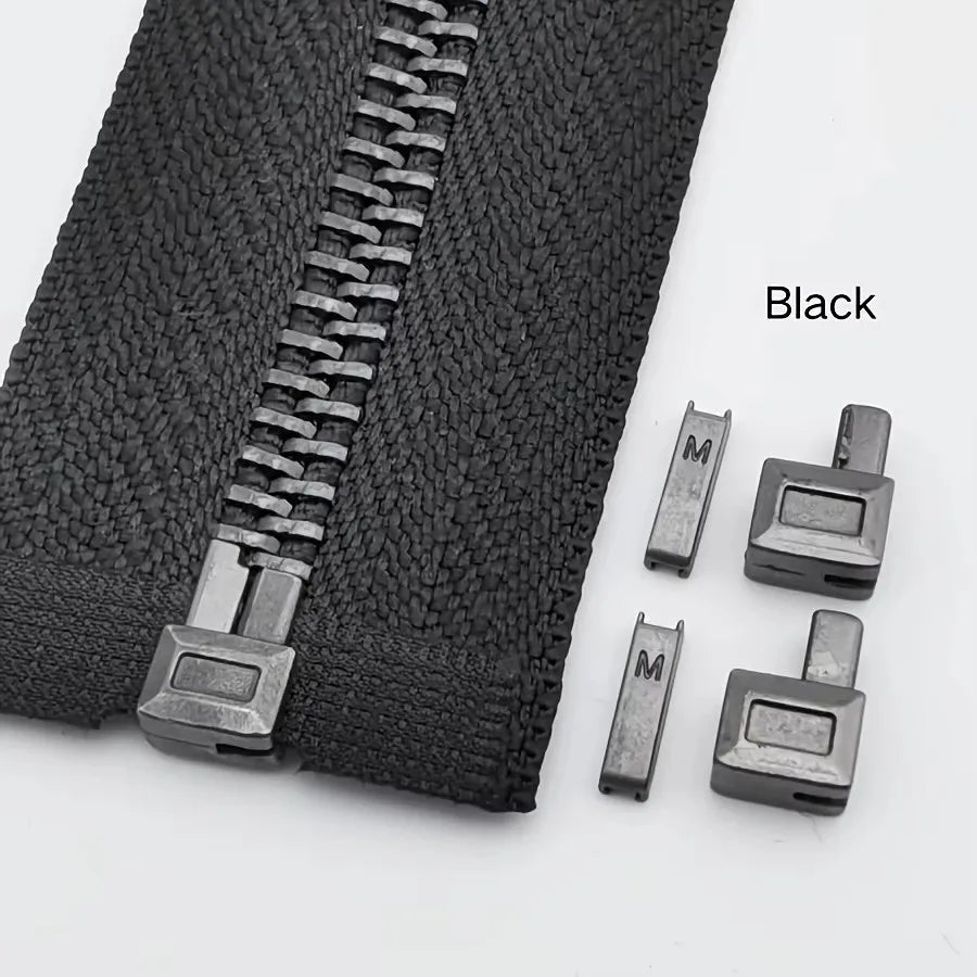 25-Piece Set Premium Metal Zipper Heads Gold Silver Bronze Black - Durable Smooth for DIY Clothing Luggage Repair Qme 25PCS Black