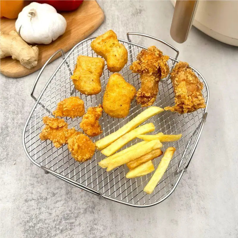 1Pc Air Fryer Grille Suitable For Air Fryers Oven Grill Stainless Steel Stackable Grill Kitchen Utensils Cook Multiple Foods. Qme Default Title