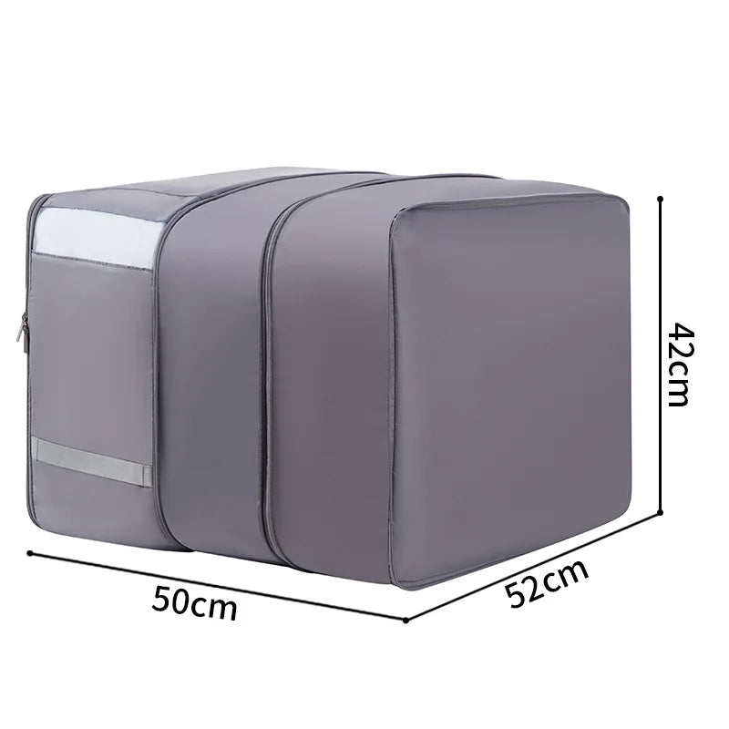 A Suitable for organizing, transporting, and packaging clothes and blankets, with handles and oversized foldable storage bags Qme Triple grey