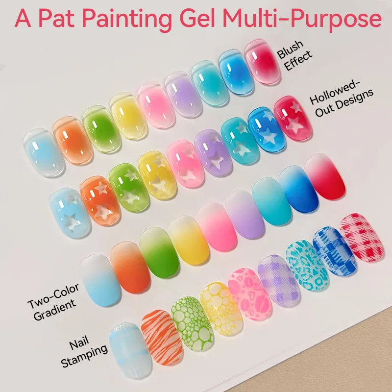 4 in 1 16 Color Nail Art Painting Gel Polish High Pigment Patting Gel for Gradient Ombre Blush Soak Off 3D Creative DIY Manicure Qme