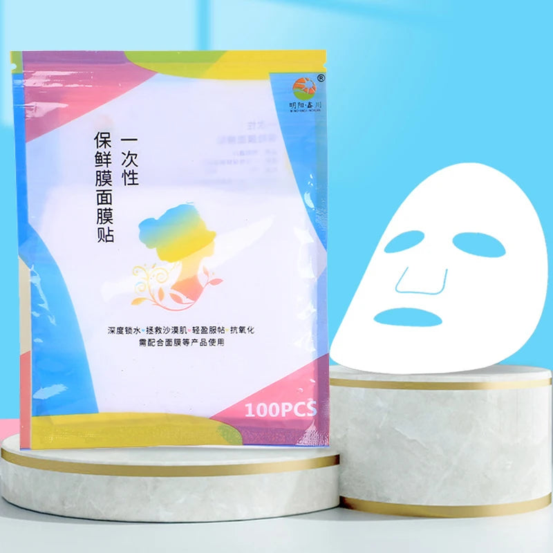 Disposable Face Plastic Film Full Face Cleaner Mask Neck Stickers Paper Transparent PE Masks Wrap Facial Beauty Healthy Tool Qme 100pcs Face