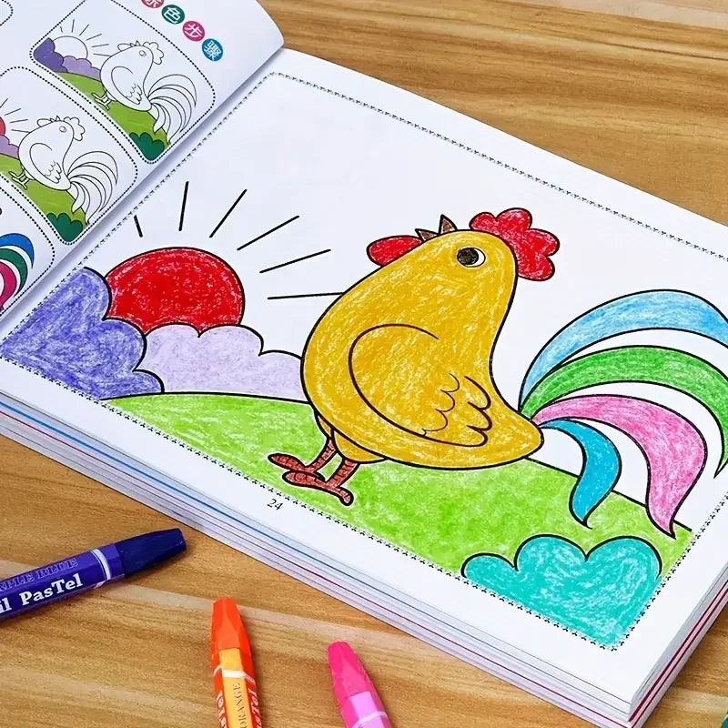 46-Page Kids Drawing & Painting Coloring Book - Educational Art Supplies for Creative Learning, Gift for Boys & Girls, Chinese V Qme