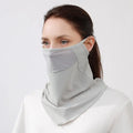 Solid Color Ice Silk Mask Summer Face Scarves UV Protection Face Cover Face Shield Hanging Ear Sunscreen Face Scarf Hiking Qme light grey