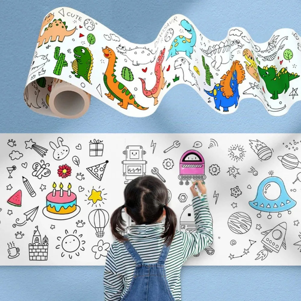 Animal Canvas Children's Drawing Roll DIY Coloring Paper Filling Qme