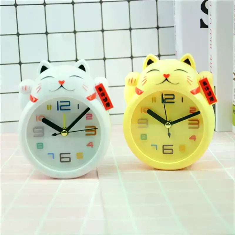 Cute Lucky Cat Alarm Clock Silent Non Ticking Movement Large Readable Numbers Perfect For Kids Bedroom Home Study Desk Decor Qme