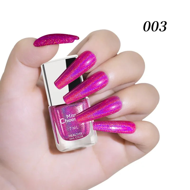 Rainbow Sparkle Holographic Nail Polish 7ml Multichrome Laser Glitter Nail Lacquer Quick-Dry Salon Professional Nail Art Polish Qme 03