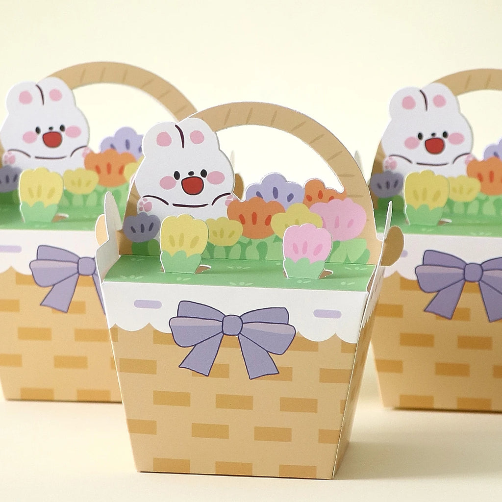 5 Easter Gift Boxes with Cute Bunny Designs, Perfect for Use as Easter Party Favor Bags, Candy Boxes (with Handles), Easter Party Table Decorations, Easter Decorations, Spring Holiday and Birthday Gift Baskets, Home Decor, Ea Qme
