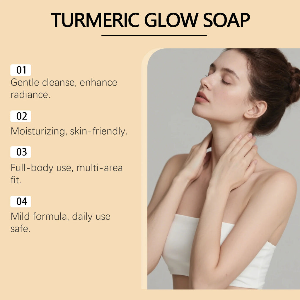 Turmeric Glow Soap Dark Spot Acne Removal Brightening Face Body Soap Even Skin Tone Moisturizing Deep Cleansing Nourishing Bar Qme