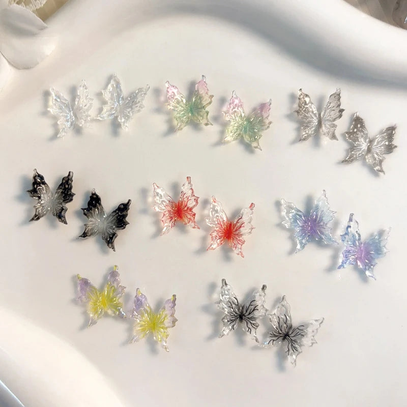 3D Gradient Butterfly Nail Accessory Resin Drill Decoration Wearing Qme
