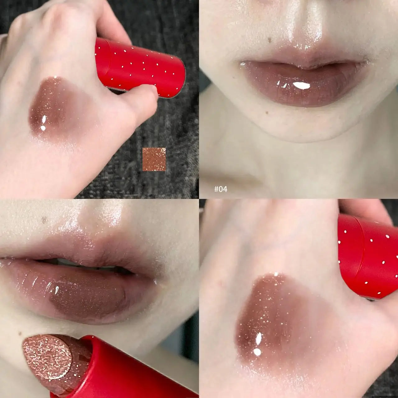 Purple Grape Lipstick Mirror Glitter Solid Lip Gloss Moisturizing Colored Lip Balm Red Brown Jelly Tint Non-Sticky Makeup Qme 04 Brown 3.5g