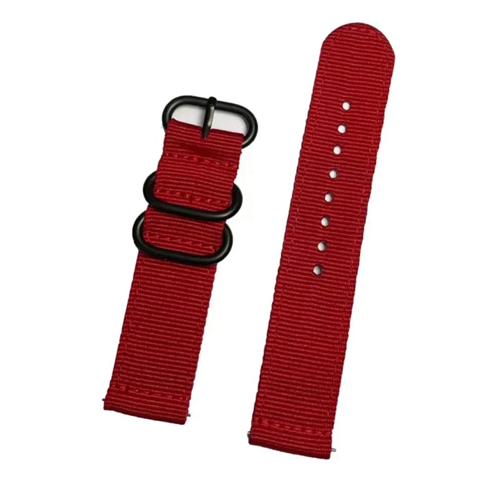 18mm 20mm 22mm 24mm Nylon Fabric Watch Bands Sport Strap For Samsung Galaxy Watch 3 Band Bands Amazfit GTR GTS Huawei GT2 Qme Red 20mm