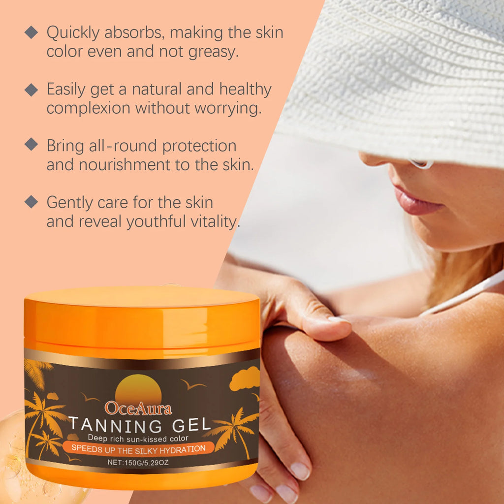 OceAura Intensive Tanning Gel Sun Kissed Accelerator of Tanning Body Bronzer Shimmer UV Protection Sun Tanning Cream Moisturizer Qme