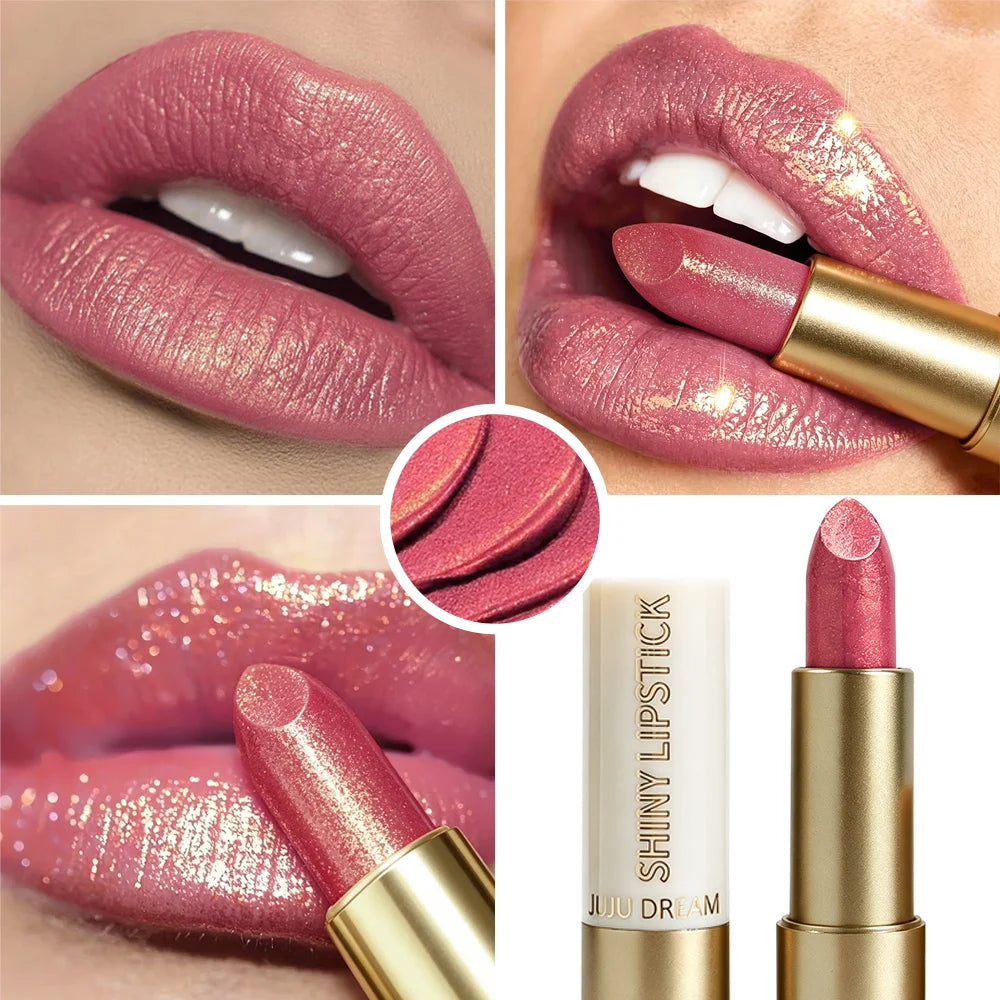 JUJU Dream Luxury Gold Tube Shimmer Metallic Lipstick Hydrating Qme