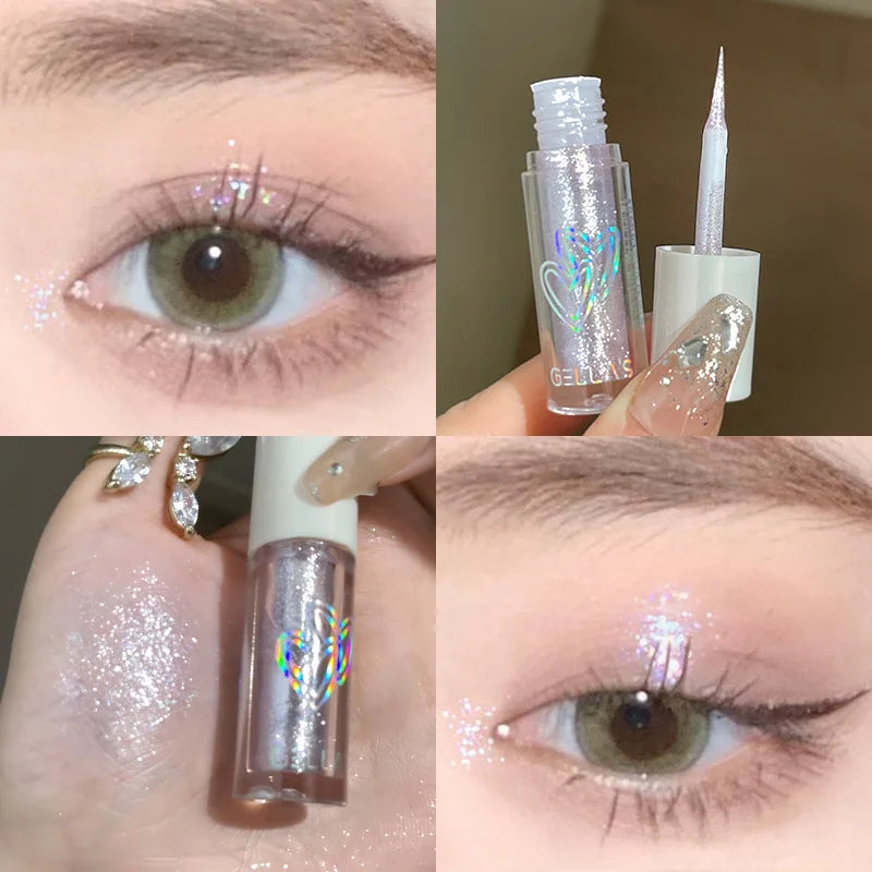 Sparkling Pink Sequins Liquid Eyeshadow Pigmented Shimmer Eye Liner Pointed Pen Loose Glitter Glue For Eye Crystals Makeup Tool Qme 06