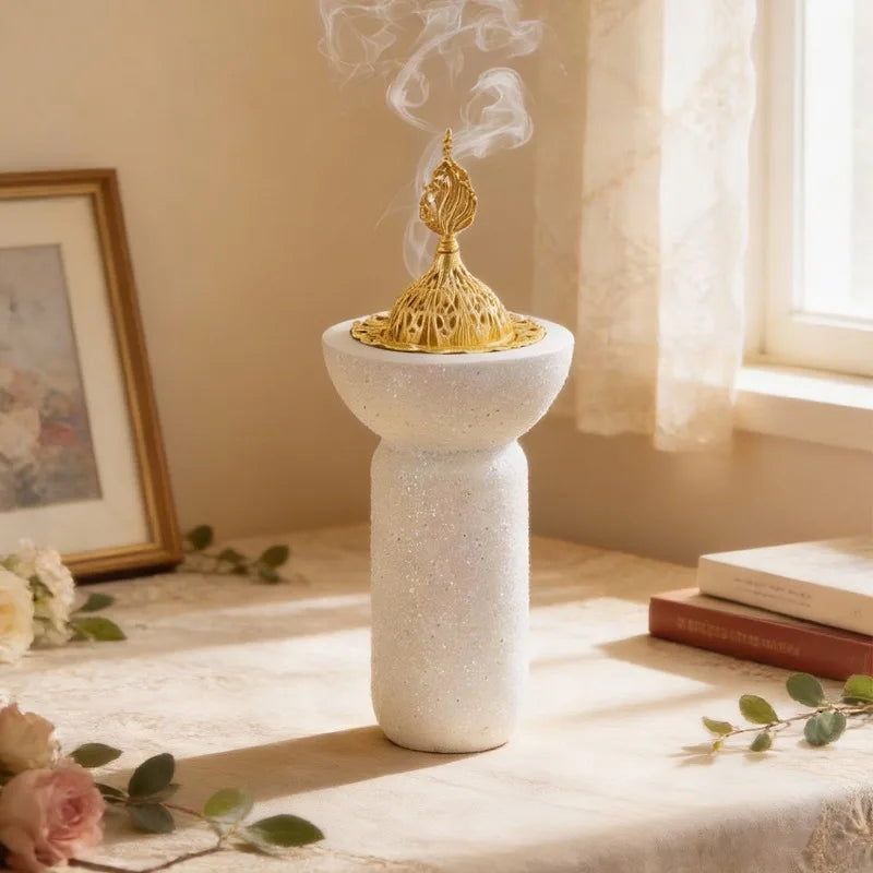 Middle Eastern Resin Incense Holder Glitter-handled Tower Burner Qme