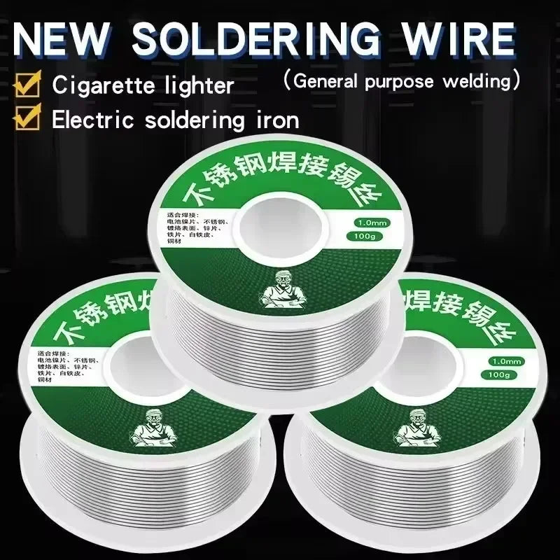 20/100g Low Temperature Easy Melt Solder Wire Universal Silver Welding Rod Cored Weld Wire No Need Solder Powder Soldering Rods Qme