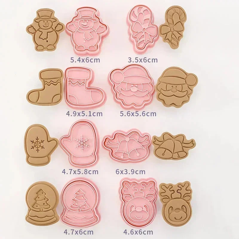 8Pcs/Set DIY Cartoon Biscuit Mould Christmas Cookie Plastic Baking Moulds Kitchen Baking Christmas Pie Cake Decorating Tools Qme A