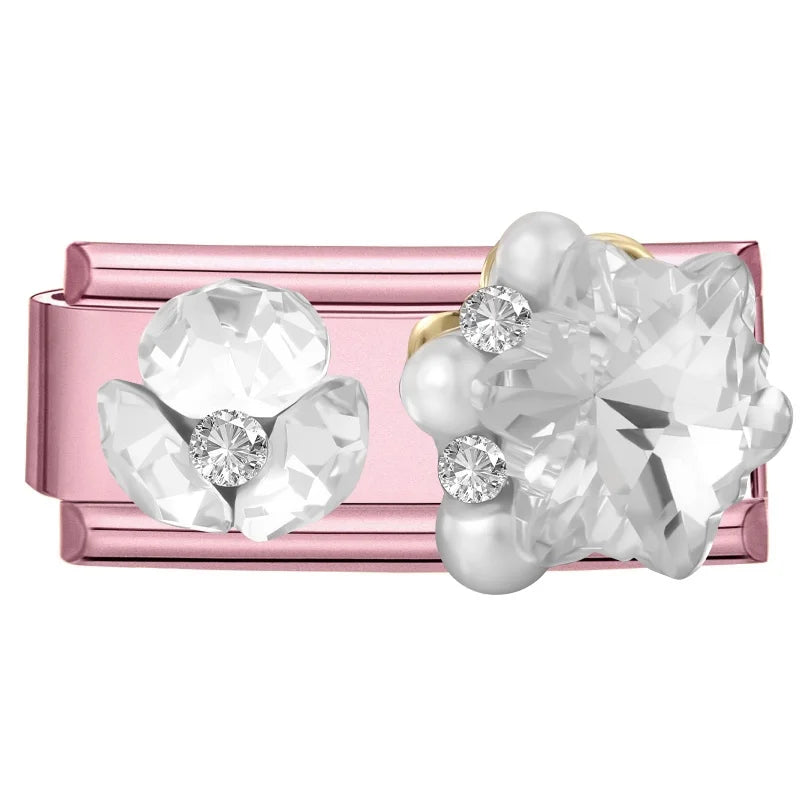 New 2026 Sweet Luxury Pearl Zircon Bows Square Long DIY Making Bracelet Women Men Stainless Steel 9mm Italian Charm Links Fit Qme Style 3