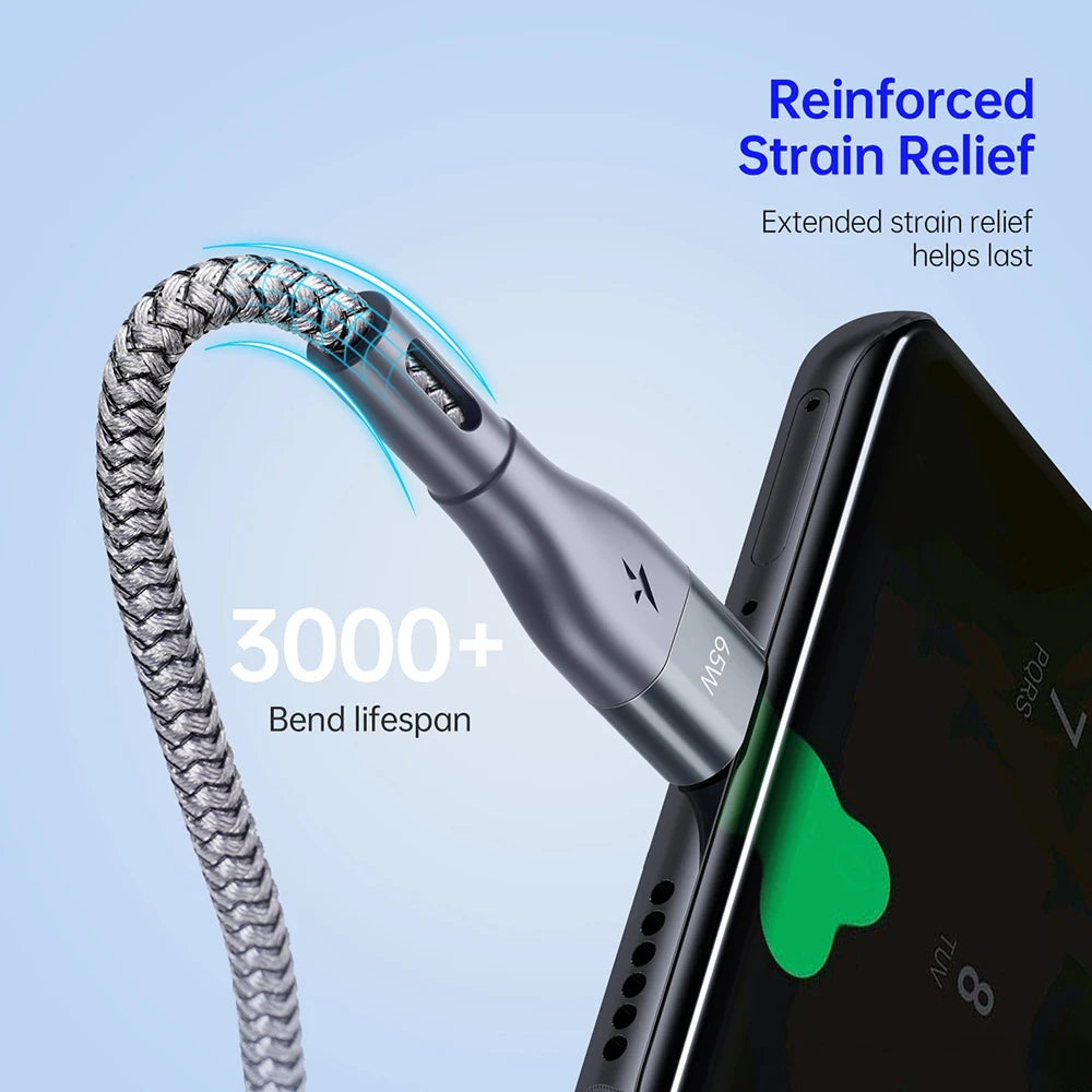 USB C To USB C Data Cable 65W PD Fast Charging Wire 1m/2m/3m Data Transmission Line For iPhone Samsung Quike Charging Data Cable Qme