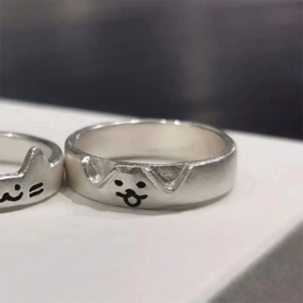 1pcs Cute Cat Dog Animal Couple Ring for Women Men 2025 New Fashion Statement Lover Rings Valentine's Day Party Jewelry Gifts Qme