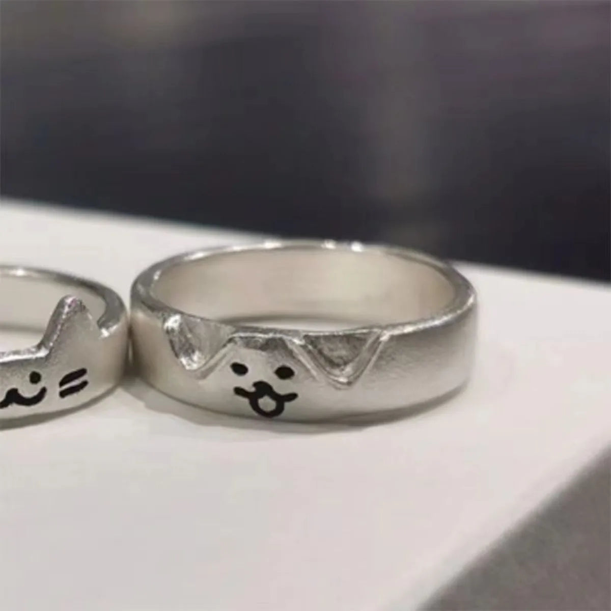 1pcs Cute Cat Dog Animal Couple Ring for Women Men 2025 New Fashion Statement Lover Rings Valentine's Day Party Jewelry Gifts Qme