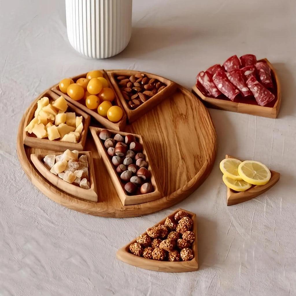 Serving Trays Party Divided Puzzle Tray Food Wooden Platter Qme