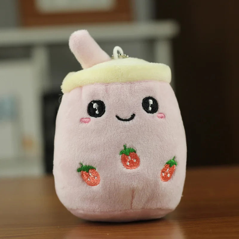 Boba Milk Tea Cup Plush Pillow Imitation Fruit Stuffed Toy Creative Qme pink M