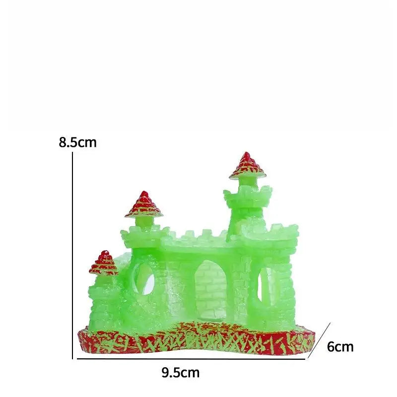 Landscaping Resin Rockery Aquarium Home Craft Creative Castle Shape Qme Luminous