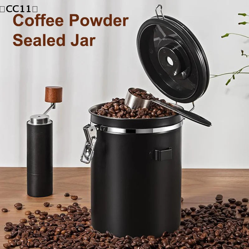 1 2 5 Coffee Bean Jar Airtight Canister Sealed Stainless Steel Spoon Qme