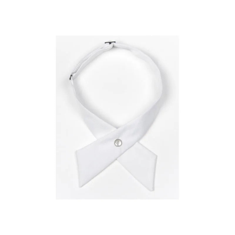 Lady Cross Small Collar Neck Tie Solid Girl Formal Classical Short Qme WHITE