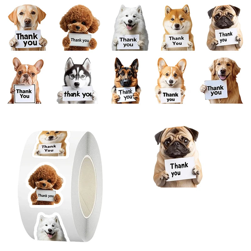 500Pcs Dog Cat Thank You Stickers Roll Cute Puppy Adhesive Labels Tags For Supporting My Small Business Envelope Seals Packing Qme A2